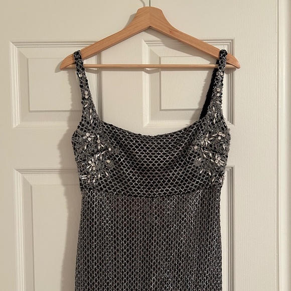 Badgley Mischka Black and Silver full length dress - Picture 1 of 10